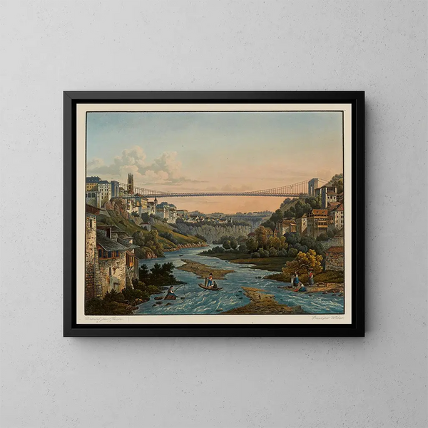 Vue de Fribourg et du pont en fer - Constantin Guise — indrammet kunstværk på væggen