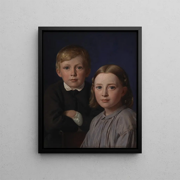 Jens Simmelkr Asmussen et Katrine Asmussen børn - Constantin Hansen — indrammet kunstværk på væggen
