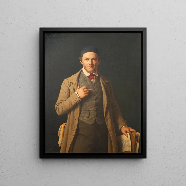 Portrait af Gottlieb Bindesbøll - Constantin Hansen — indrammet kunstværk på væggen