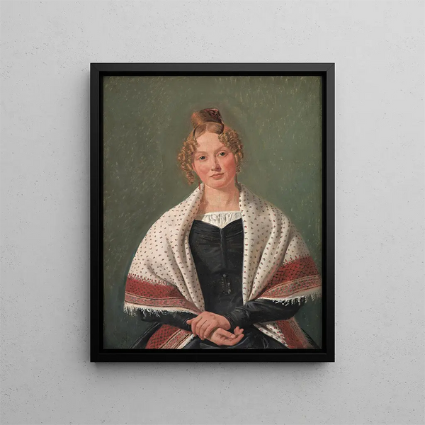 Portrait af Hanne Wanscher født Wegener - Constantin Hansen — indrammet kunstværk på væggen