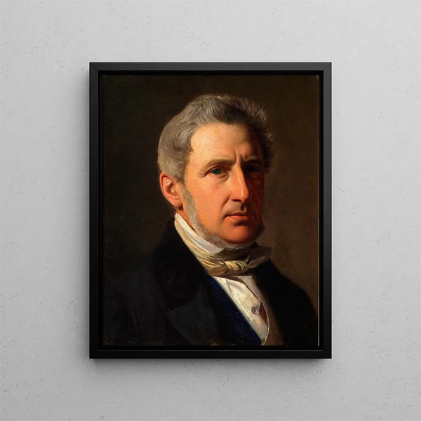 portræt af ridderen Alfred Hage 1803-1872 - Constantin Hansen — indrammet kunstværk på væggen