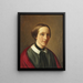 Portrait af Michala Ingerslev f. Aagaard d'Iselingen i en sort kjole og rød sjal - Constantin Hansen — indrammet kunstværk på væggen