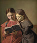 Søstrene kunstnere Signe og Henriette læsende en bog - Constantin Hansen — visning af kunstværket