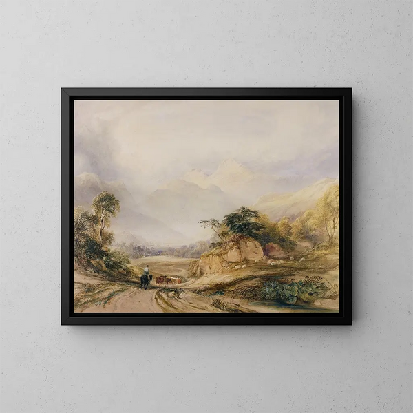 Les Pikes de Langdale - Copley Fielding — indrammet kunstværk på væggen