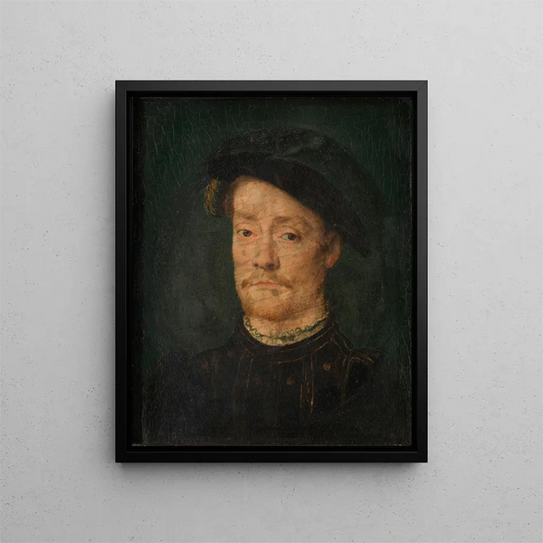 Portrait af en mand (kasuskonflikt) - Corneille de Lyon — indrammet kunstværk på væggen