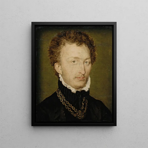 Portrait af en mand med en guldkæde - Corneille de Lyon — indrammet kunstværk på væggen