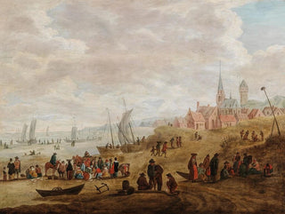Cornelis Beelt - A coastal landscape with numerous figures.webp