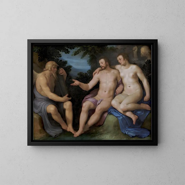 Allegori om livets korthed - Cornelis Cornelisz van Haarlem — indrammet kunstværk på væggen