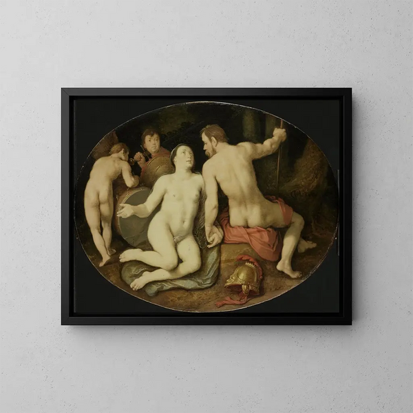Vénus og Mars - Cornelis Cornelisz van Haarlem — indrammet kunstværk på væggen