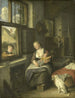 En mor med sine børn - Cornelis Dusart — visning af kunstværket