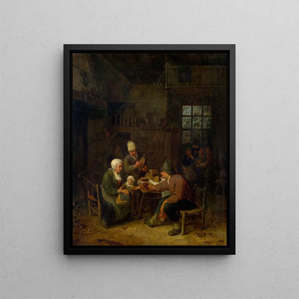 Indendørs - Cornelis Dusart — indrammet kunstværk på væggen