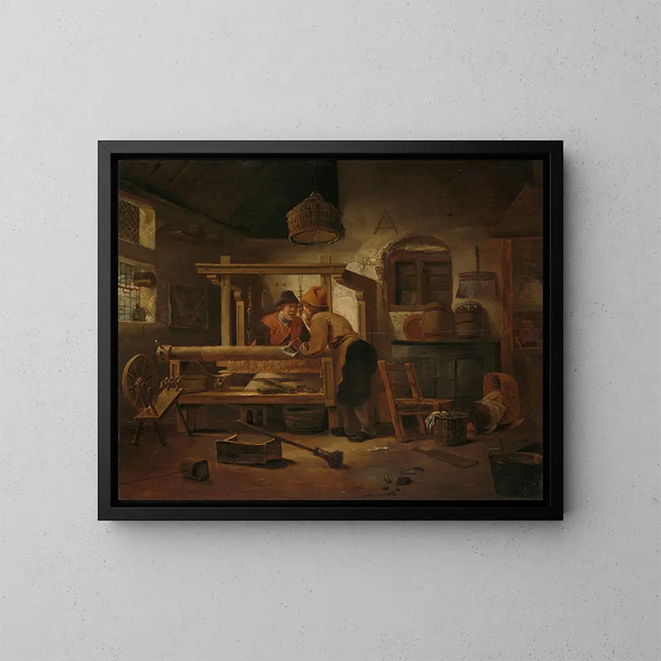Atelier des tisserands - Cornelis Gerritsz Decker — indrammet kunstværk på væggen