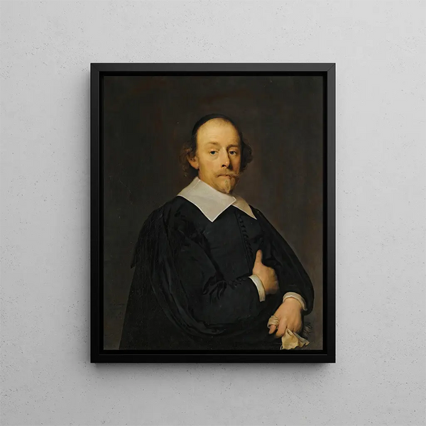 Portrait af en mand i sort - Cornelis Jonson van Ceulen — indrammet kunstværk på væggen