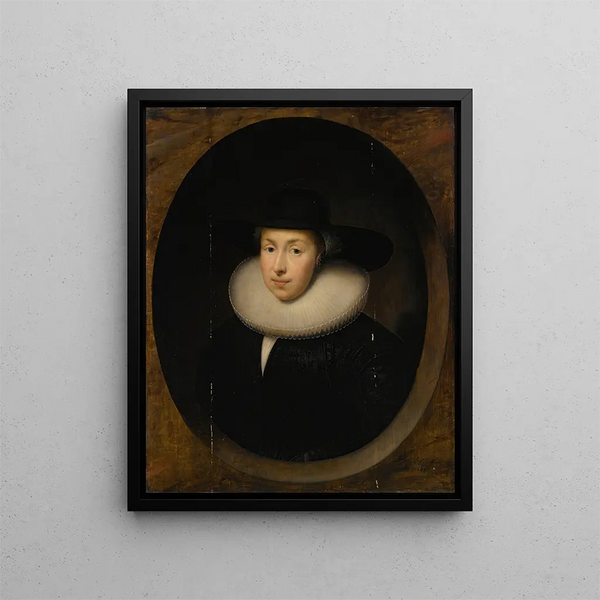 Portræt af en dame - Cornelis Jonson van Ceulen — indrammet kunstværk på væggen