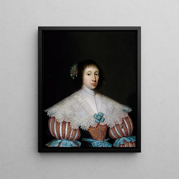 Portrait af Éléonore eller Marie Campion - Cornelis Jonson van Ceulen — indrammet kunstværk på væggen