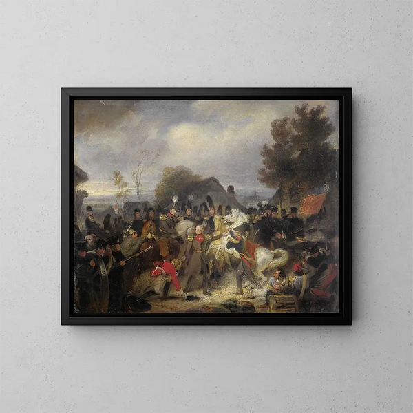 Den orangeprins, der skifter sin sårede hest under kampen ved Boutersem - Cornelis Kruseman — indrammet kunstværk på væggen