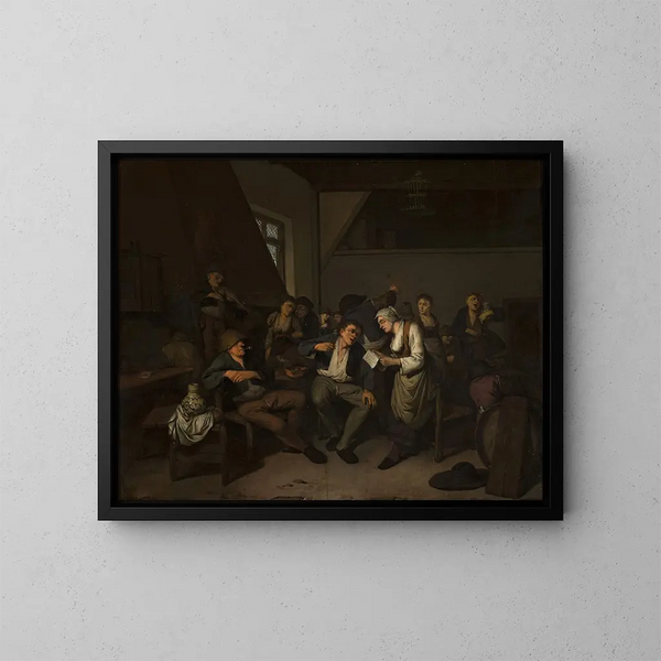 Fête dans une taverne - Cornelis Pietersz Bega — indrammet kunstværk på væggen