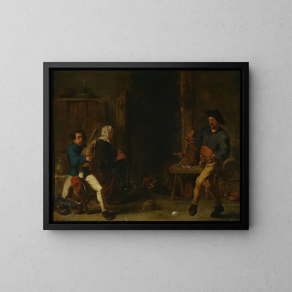 Scène dans une taverne - Cornelis Saftleven — indrammet kunstværk på væggen