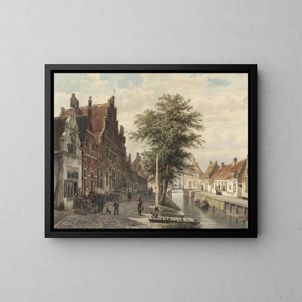 Vue sur le canal à Hasselt - Cornelis Springer — indrammet kunstværk på væggen