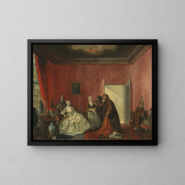 Johanna og de jødiske købmænd - Cornelis Troost — indrammet kunstværk på væggen