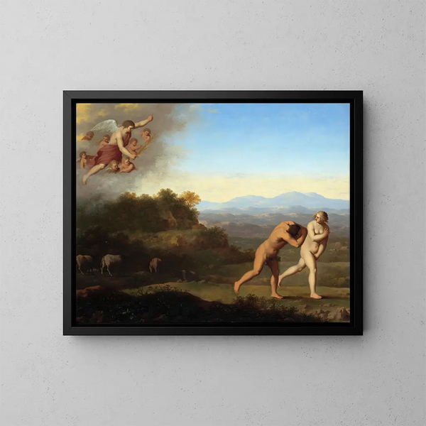 L'Expulsion du paradis - Cornelis van Poelenburch — indrammet kunstværk på væggen