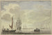 Marine maleri, til højre en kano med fem figurer - Cornelis de Grient — visning af kunstværket
