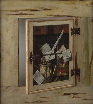 Cornelius Norbertus Gijsbrechts - Trompe Loeil A Cabinet Of Curiosities With An Ivory Tankard.webp