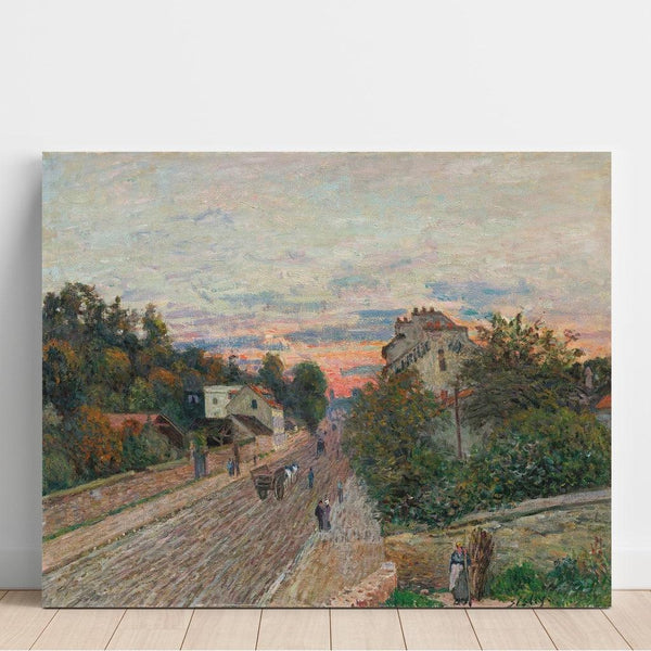 Reproduktion af maleriet Solnedgang, Vejen til Versailles i Chaville - Alfred Sisley