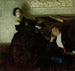 Par romantisk par sidder ved siden af klaveret - Dean Cornwell — visning af kunstværket