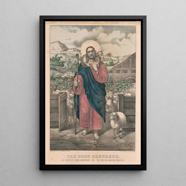 Reproduktion af maleriet Bon pastoren Jeg er den gode hyrde - Currier & Ives