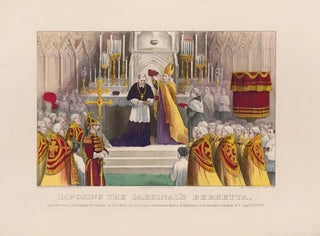 Currier  Ives - Imposing the Cardinals berretta  upon his grace Archbishop McCloskey of New York.webp