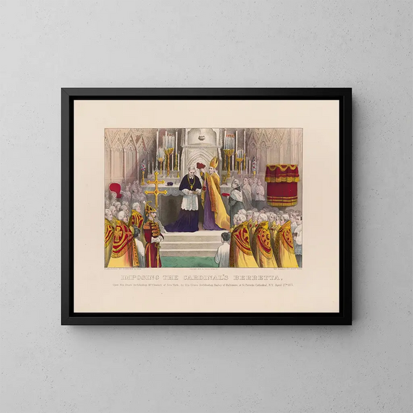 Imposition de la barrette des cardinaux à Son Éminence l'archevêque McCloskey de New York - Currier & Ives — indrammet kunstværk på væggen