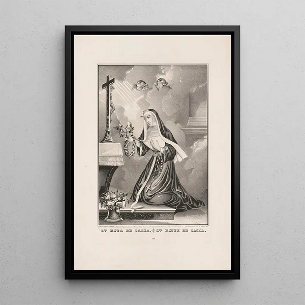 Sainte Rita de Cascia - Currier & Ives — indrammet kunstværk på væggen