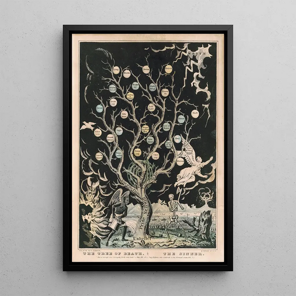 L'Tree of Death The Sinner - Currier & Ives — indrammet kunstværk på væggen