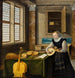 Dame, der spiller på lut - Hendrick van Steenwijck den Yngre — visning af kunstværket