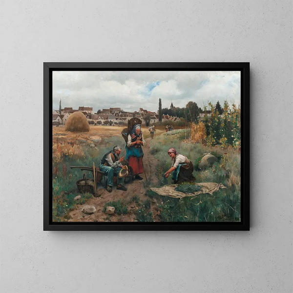 Et øjebliks hvile - Daniel Ridgway Knight — indrammet kunstværk på væggen
