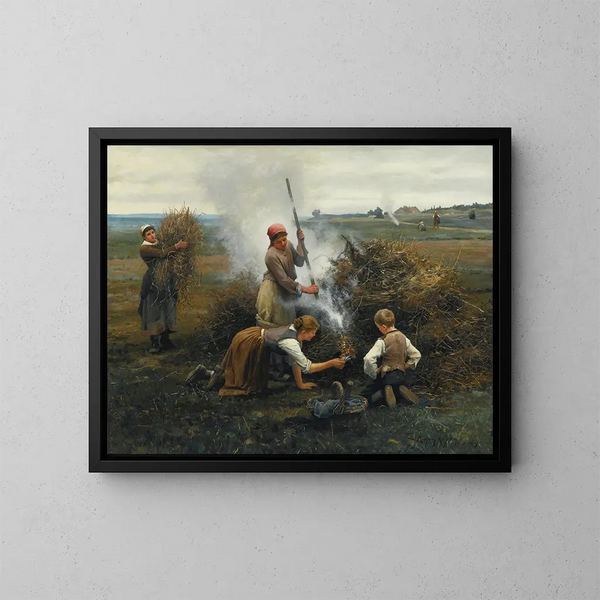 Børste i ild - Daniel Ridgway Knight — indrammet kunstværk på væggen