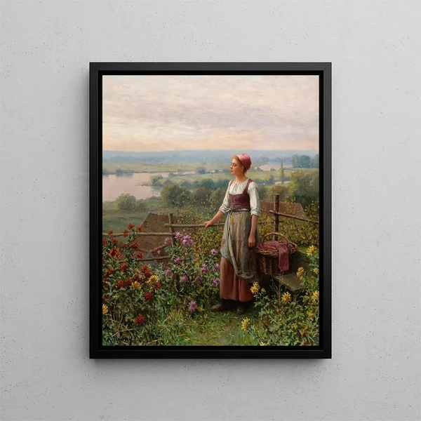 ten i Chantemesle - Daniel Ridgway Knight — indrammet kunstværk på væggen