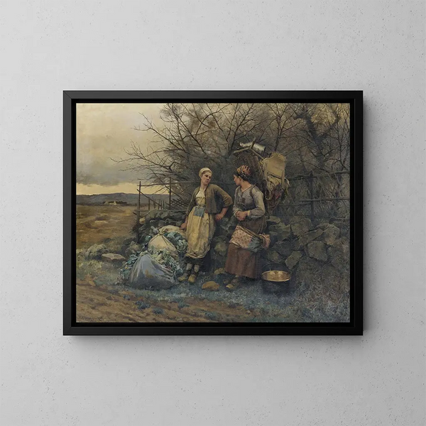 Unge piger i ventetid - Daniel Ridgway Knight — indrammet kunstværk på væggen