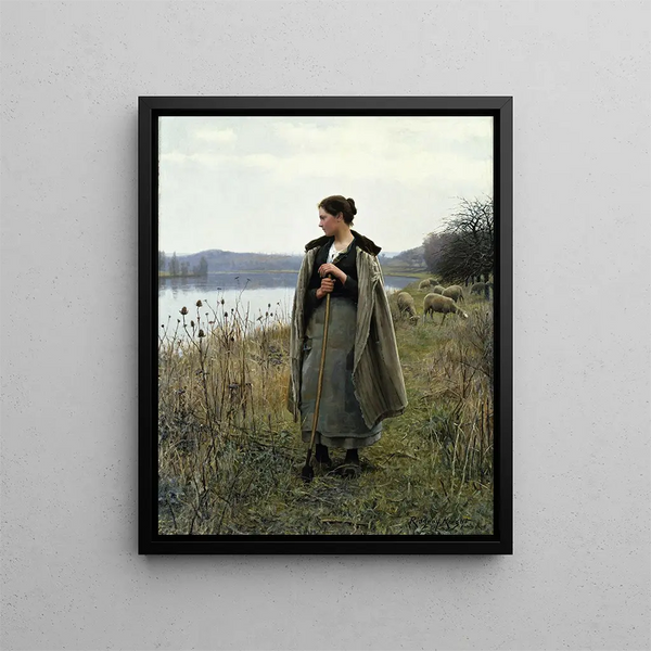 La Bergère de Rolleboise - Daniel Ridgway Knight — indrammet kunstværk på væggen