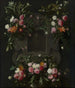 Portrait af statholderen, kong Guillaume III (1650-1702), omgivet af en blomsterkrans - Daniel Seghers — visning af kunstværket