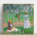 i Giverny-skoven: Blanche Hoschede ved sit staffeli med Suzanne Hoschede, der læser - Claude Monet