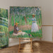 i Giverny-skoven: Blanche Hoschede ved sit staffeli med Suzanne Hoschede, der læser - Claude Monet