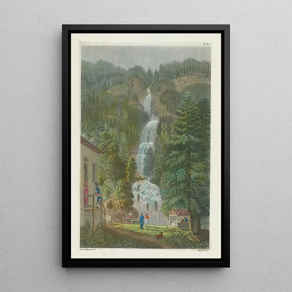 La Cascade du Giessbach - David Alois Schmid — indrammet kunstværk på væggen