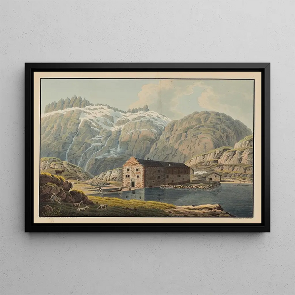 L'Hospice de la Grimsel - David Alois Schmid — indrammet kunstværk på væggen