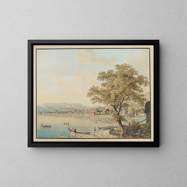 Vue du quartier de Zug - David Alois Schmid — indrammet kunstværk på væggen
