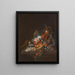 et stilleben med østers, druer, kirsebær, roser, majs, snegle, en melon og en sølvsukkerkande på en stenfod - David Cornelisz de Heem — indrammet kunstværk på væggen