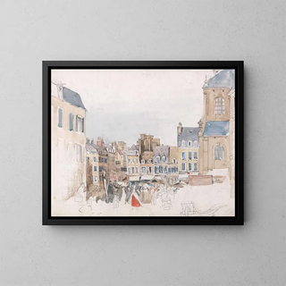 Et fransk marked - David Cox — indrammet kunstværk på væggen