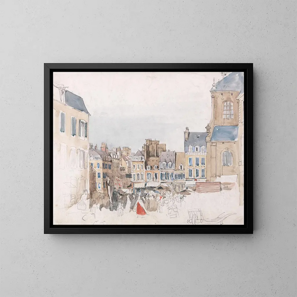 Et fransk marked - David Cox — indrammet kunstværk på væggen