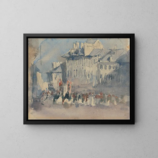 En religiøs procession - David Cox — indrammet kunstværk på væggen